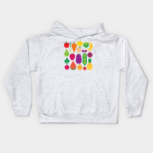 5 A Day Fruit & Vegetables Kids Hoodie by marcelinesmith